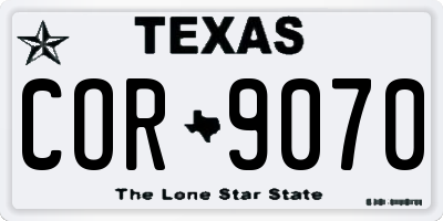 TX license plate COR9070
