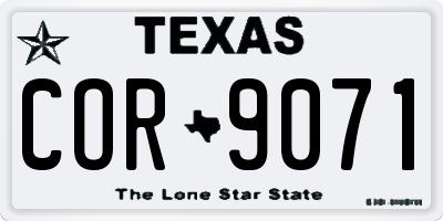 TX license plate COR9071