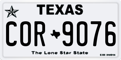 TX license plate COR9076