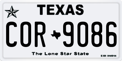 TX license plate COR9086