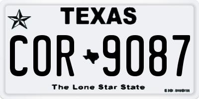 TX license plate COR9087