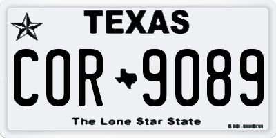 TX license plate COR9089