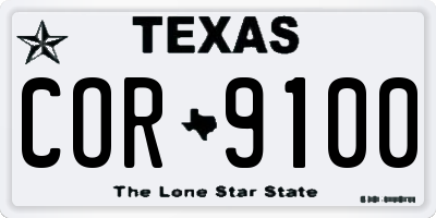 TX license plate COR9100