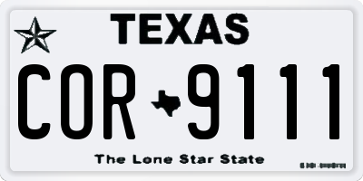TX license plate COR9111