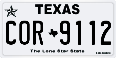 TX license plate COR9112