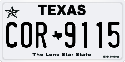 TX license plate COR9115