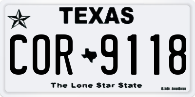 TX license plate COR9118