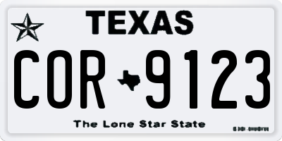 TX license plate COR9123