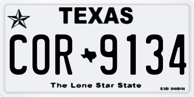 TX license plate COR9134