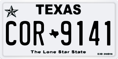 TX license plate COR9141