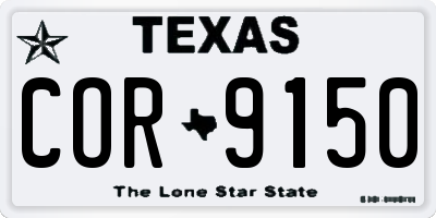 TX license plate COR9150