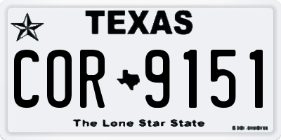 TX license plate COR9151