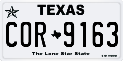 TX license plate COR9163