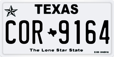 TX license plate COR9164
