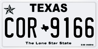 TX license plate COR9166