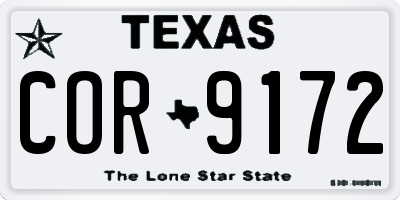 TX license plate COR9172