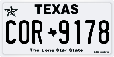TX license plate COR9178