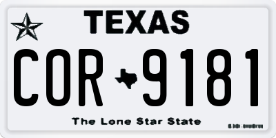 TX license plate COR9181
