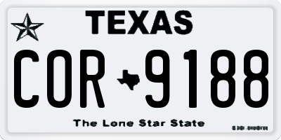 TX license plate COR9188