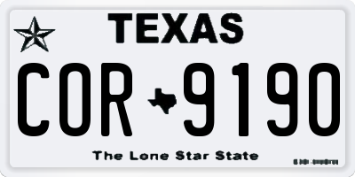 TX license plate COR9190