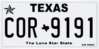 TX license plate COR9191