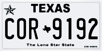 TX license plate COR9192