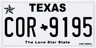 TX license plate COR9195
