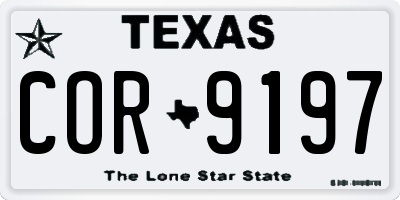 TX license plate COR9197