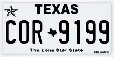 TX license plate COR9199