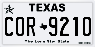 TX license plate COR9210