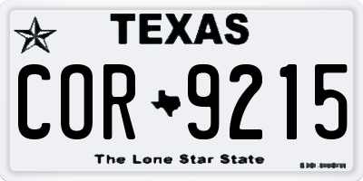 TX license plate COR9215