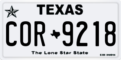 TX license plate COR9218