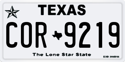 TX license plate COR9219