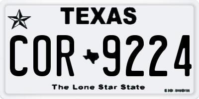 TX license plate COR9224