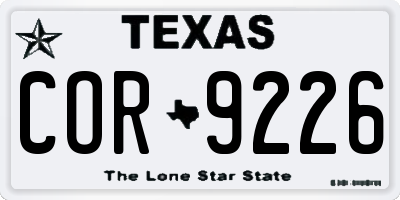 TX license plate COR9226