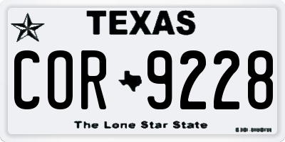 TX license plate COR9228