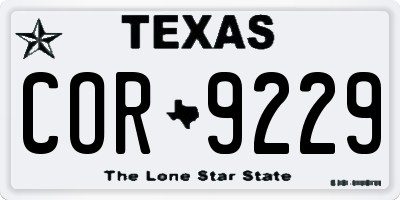TX license plate COR9229