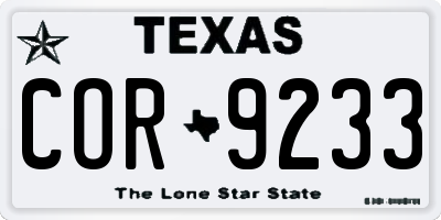 TX license plate COR9233