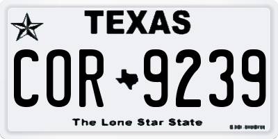 TX license plate COR9239