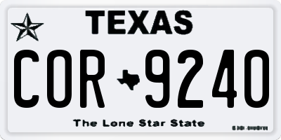 TX license plate COR9240