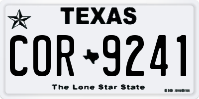 TX license plate COR9241