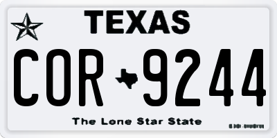 TX license plate COR9244
