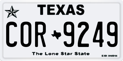 TX license plate COR9249