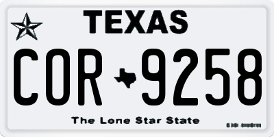 TX license plate COR9258