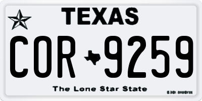 TX license plate COR9259