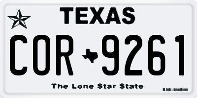 TX license plate COR9261