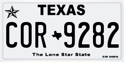 TX license plate COR9282