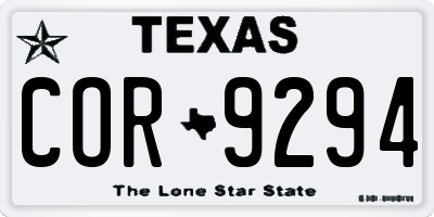 TX license plate COR9294