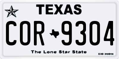 TX license plate COR9304