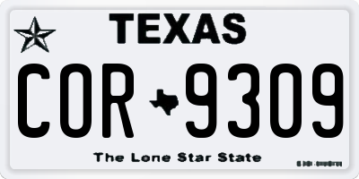TX license plate COR9309